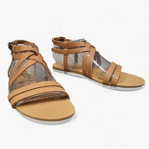 TEVA Women Avalina Crossover Tan Brown Gladiator Leather Sandals 10M